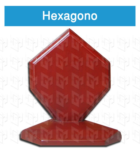trofeo hexagono madera