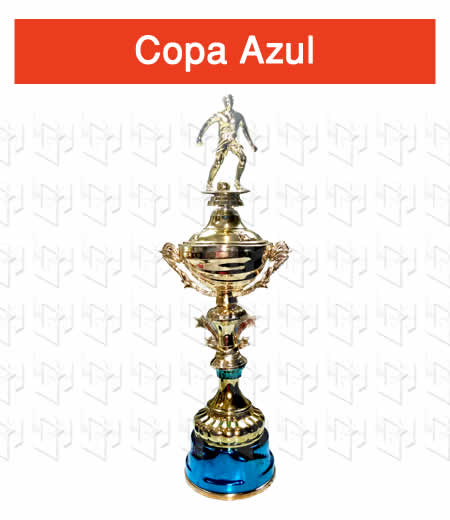 copa dorada con azul