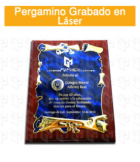 placa grabada en pergamilo laser